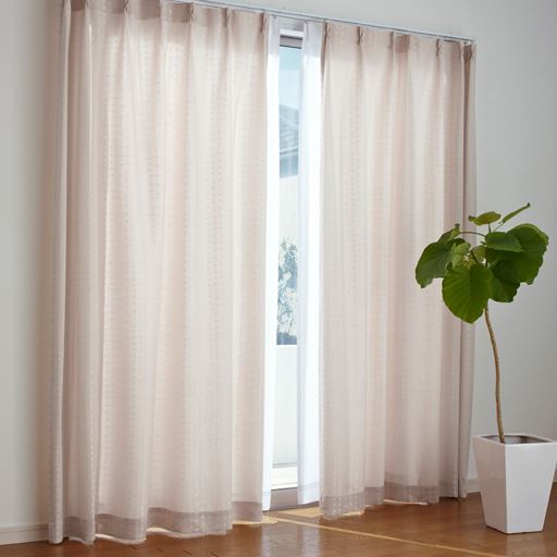 形状記憶付き ストライプ柄ジャカード織カーテン セシール Cecile