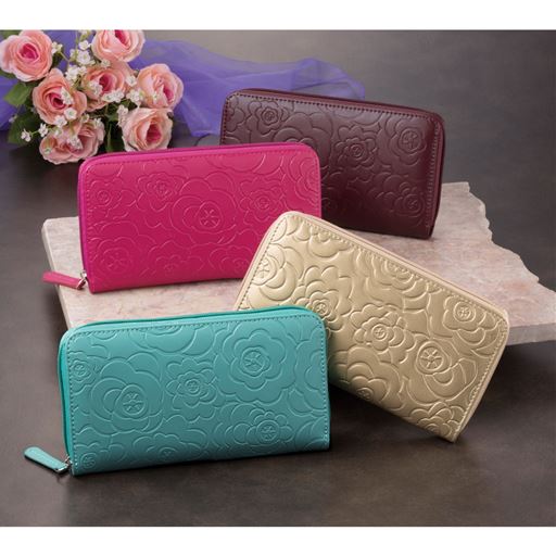 小銭が分けられる 牛床革長財布 セシール Cecile