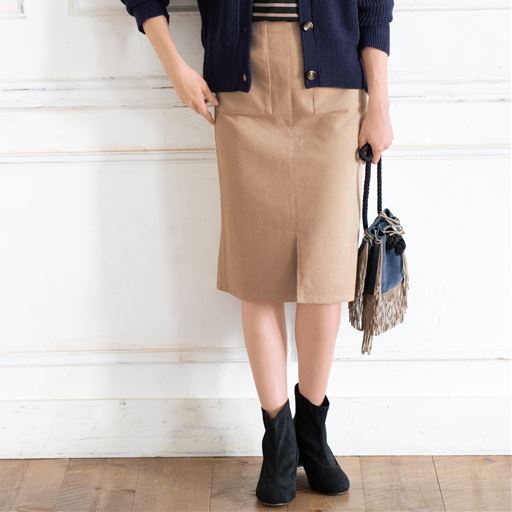 フロントスリットコーデュロイスカート セシール Cecile