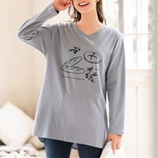 綿100%チュニック丈Tシャツ(長袖)