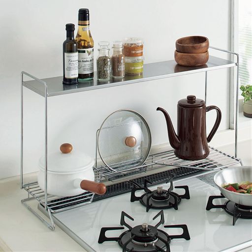 コンロ奥ラック ステンレス棚 2段 セシール Cecile