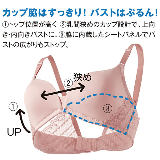 サイドすっきりしっかりフィットの3dブラ ワンダフルフィット ノンワイヤー 3 4モールドカップ セシール Cecile サイドすっきりしっかりフィットの3dブラ ワンダフルフィット ノンワイヤー 3 4モールドカップ セシール Cecile