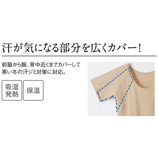 大きな汗取り付8分袖インナー 冬の汗ジミ対策 Sweat Magic汗取りパッド付 吸湿発熱 保温 爆汗さん R セシール Cecile