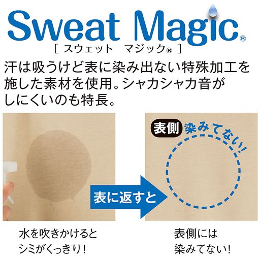 大きな汗取り付フレンチ袖インナー 冬の汗ジミ対策 Sweat Magic汗取りパッド付 吸湿発熱 保温 爆汗さん R セシール Cecile