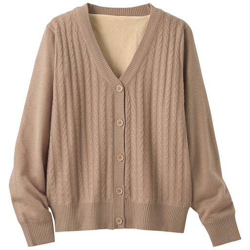 裏カットソー付きケーブル編みニットカーディガン セシール Cecile