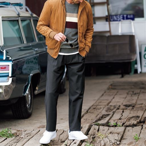 ストレッチ フェイクスウェードバルスタージャケット セシール Cecile