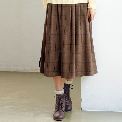 ウールライクコットンのギャザースカート