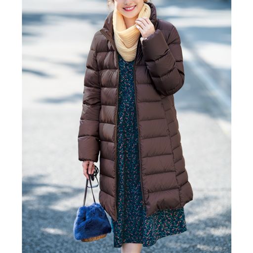 ぽっちゃりさんサイズ ライトダウンロングコート 軽量 はっ水 セシール Cecile