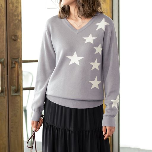 星柄ニットプルオーバー セシール Cecile 星柄ニットプルオーバー セシール Cecile