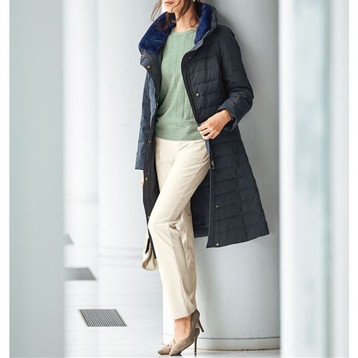 ダウンコート エコファー付き 選べる2丈 手洗いok 静電防止 撥水 セシール Cecile