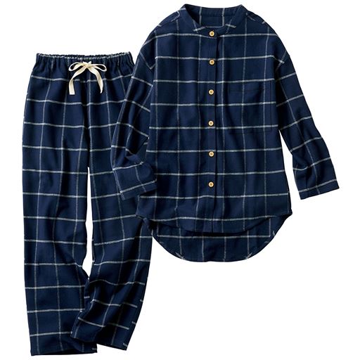 綿100 やわらかネルのスタンドカラーパジャマ セシール Cecile