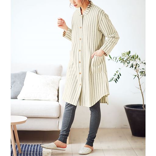 綿100 やわらかネルのシャツチュニックルームウェア セシール Cecile 綿100 やわらかネルのシャツチュニックルームウェア セシール Cecile
