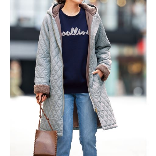 裏フリースキルティングコート 手洗いok セシール Cecile