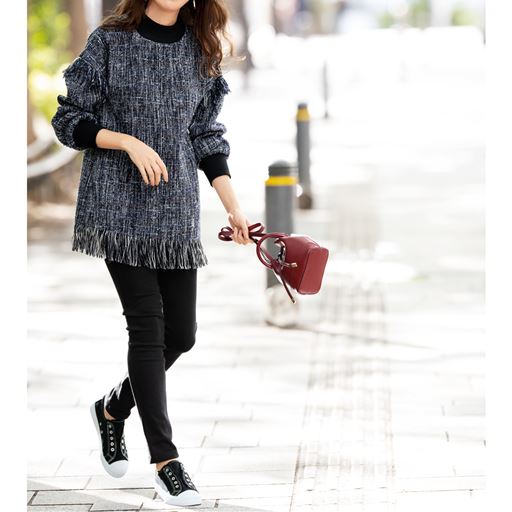 スリッポンスニーカー 紐なし 4e セシール Cecile