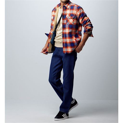 裏ボア仕様フランネルシャツジャケット うれしい4ポケットデザイン セシール Cecile