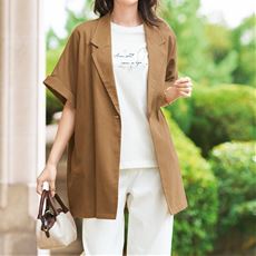 リネンブレンド半袖ジャケット