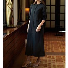 大人チノメタル調ボタンワンピース(UVカット・接触冷感・速乾性・洗濯機OK)