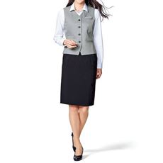 オフィスベストスーツ(ベスト+スカート)(洗濯機OK、撥水、防汚加工、形態安定、ストレッチ素材)(事務服)