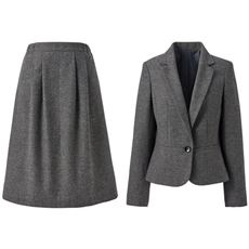 スカートスーツ(洗濯機OK)/テーラードジャケット+タックフレアスカート
