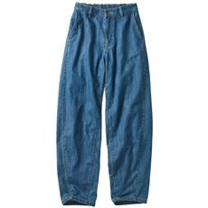 甘撚り素材でやわらかな着心地カーブデニムパンツ(綿100%・生地日本製・洗濯機OK)