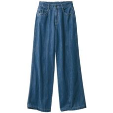 甘撚り素材でやわらかな着心地ワイドデニムパンツ(KUROKI・綿100%・生地日本製・洗濯機OK)