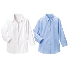 形態安定2枚組レギュラーカラーシャツ(七分袖)(洗濯機OK)