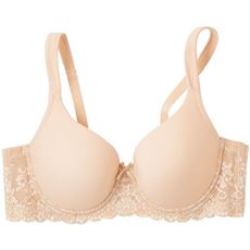 脇をすっきり整えるシームレスカップブラ/涼しげレース(スーパーストレッチカップ)(ソフトワイヤー入り・3/4モールドカップ)