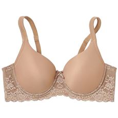 脇をすっきり整えるシームレスカップブラ/涼しげレース(スーパーストレッチカップ)(ソフトワイヤー入り・3/4モールドカップ)