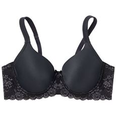 脇をすっきり整えるシームレスカップブラ/涼しげレース(スーパーストレッチカップ)(ソフトワイヤー入り・3/4モールドカップ)