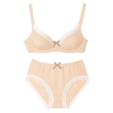 【カラバリ豊富】ブラジャー&ショーツペア(ワイヤーなし・シームレスカップ)