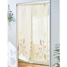 刺しゅう入り麻混のれん&カフェカーテン