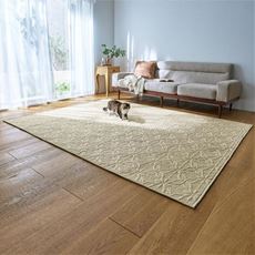 糸がほつれにくいデザインキルトラグ(花柄)