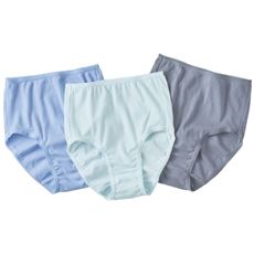 安心深ばきショーツ・色違い3枚組(綿100%)(お腹・足口締めつけにくいやわらかゴム)(はきこみ丈深め)