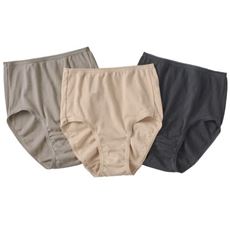安心深ばきショーツ・色違い3枚組(綿100%)(お腹・足口締めつけにくいやわらかゴム)(はきこみ丈深め)