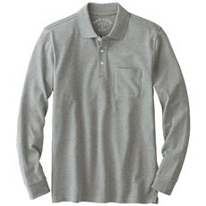 綿100%ポロシャツ(長袖)しっかり編地の鹿の子素材を使用