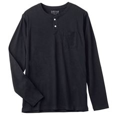 【男女兼用】綿100%ヘンリーネックTシャツ(長袖)