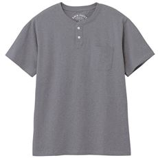 綿100%ヘンリーネックTシャツ(半袖)/オーガニックコットン使用素材