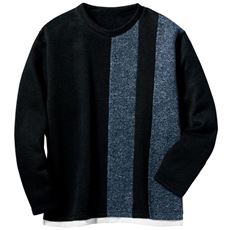 メランジジャカード裏起毛切替クルーネックTシャツ