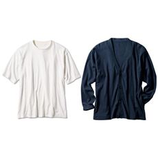楊柳素材・Vネックカーディガン(Tシャツ付)
