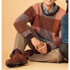 モールチェック柄クルーネックセーター