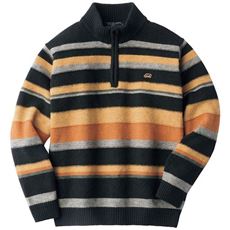 ボーダーハーフジップセーター