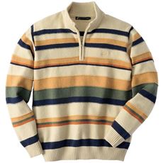 ボーダーハーフジップセーター