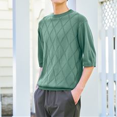 麻見え・前身ジャカードニットT