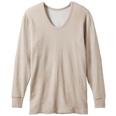 男のあったかリップルインナー長袖Uネック