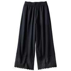 綿100%華やか裾刺しゅうワイドパンツ
