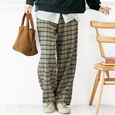 綿100%ワイドストレートパンツ