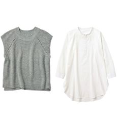 2点セット(ニットベスト+ロングシャツ)