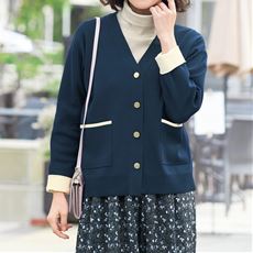 配色ニットカーディガン