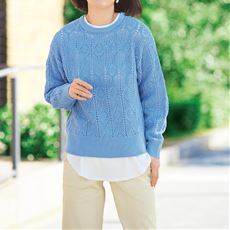 透かし編みニットプルオーバー