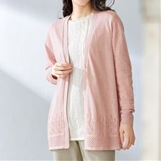 透かし柄ニットカーディガン